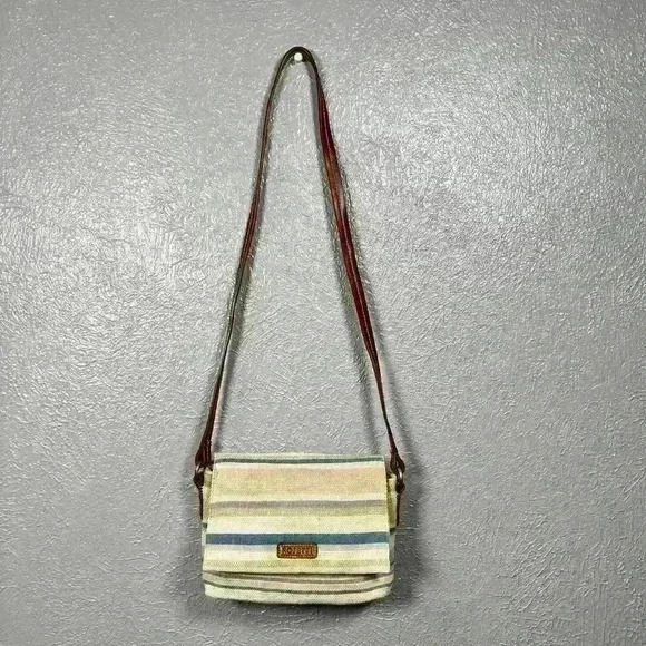 ROSETTI Woven Fabric Crossbody Purse Beachy Earthy Striped Women Small - Picture 2 of 12
